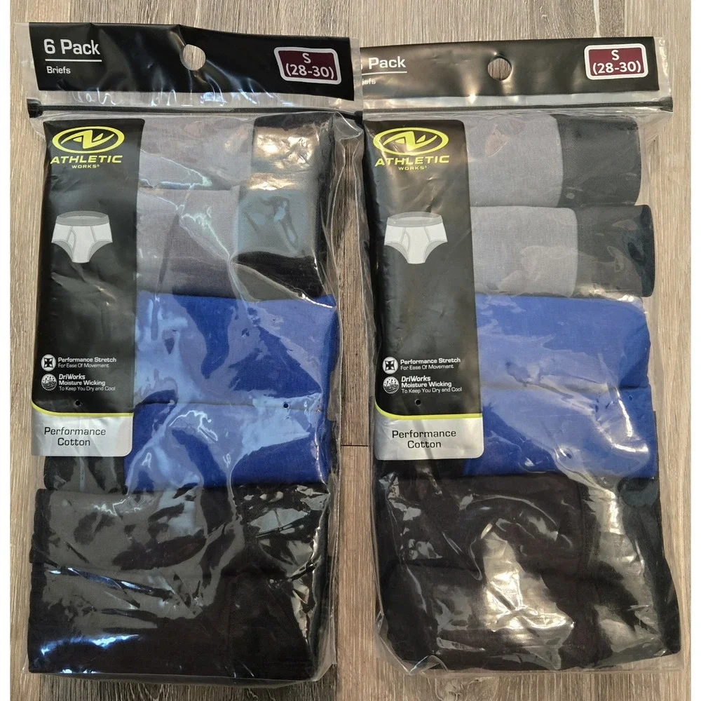 Athletic Works Performance Cotton‎ Briefs Mens Size Small (28-30) 12 pairs NWT